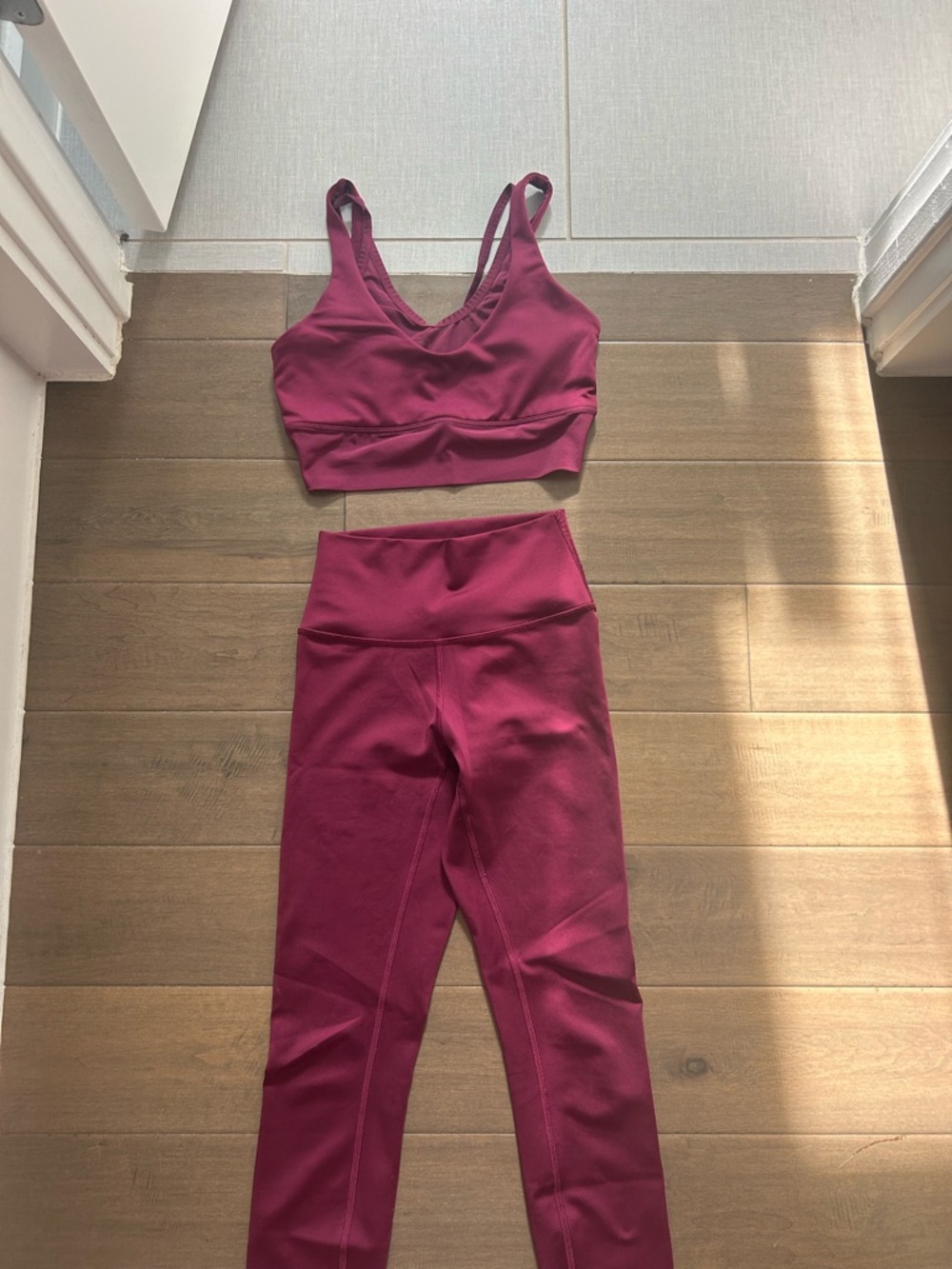 ALO Yoga Wine Red Sports Bra & Legging Set